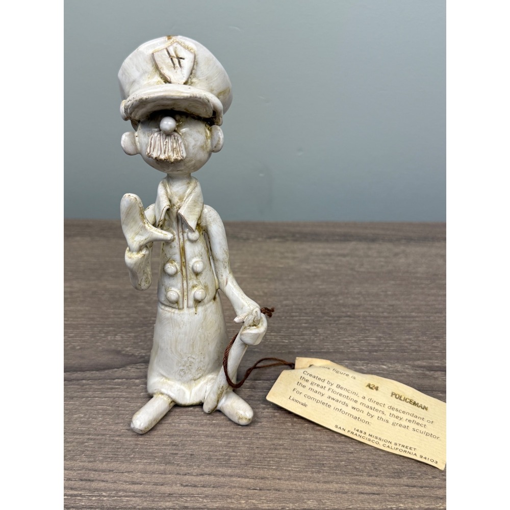 Vintage Bencini Italy Policeman Ceramic Figurine A24 Signed Italian Pottery Tag